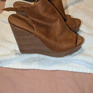 Brown Wedge Sandals 3" Heel